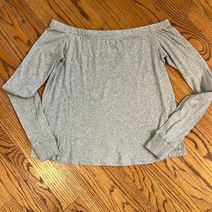 Cotton and Cashmere Off The Shoulder T-Shirt